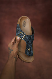 Men’s Leather Buckle Sandals with Tan Sole Stylish & Comfortable - Black with Ash-7 Man